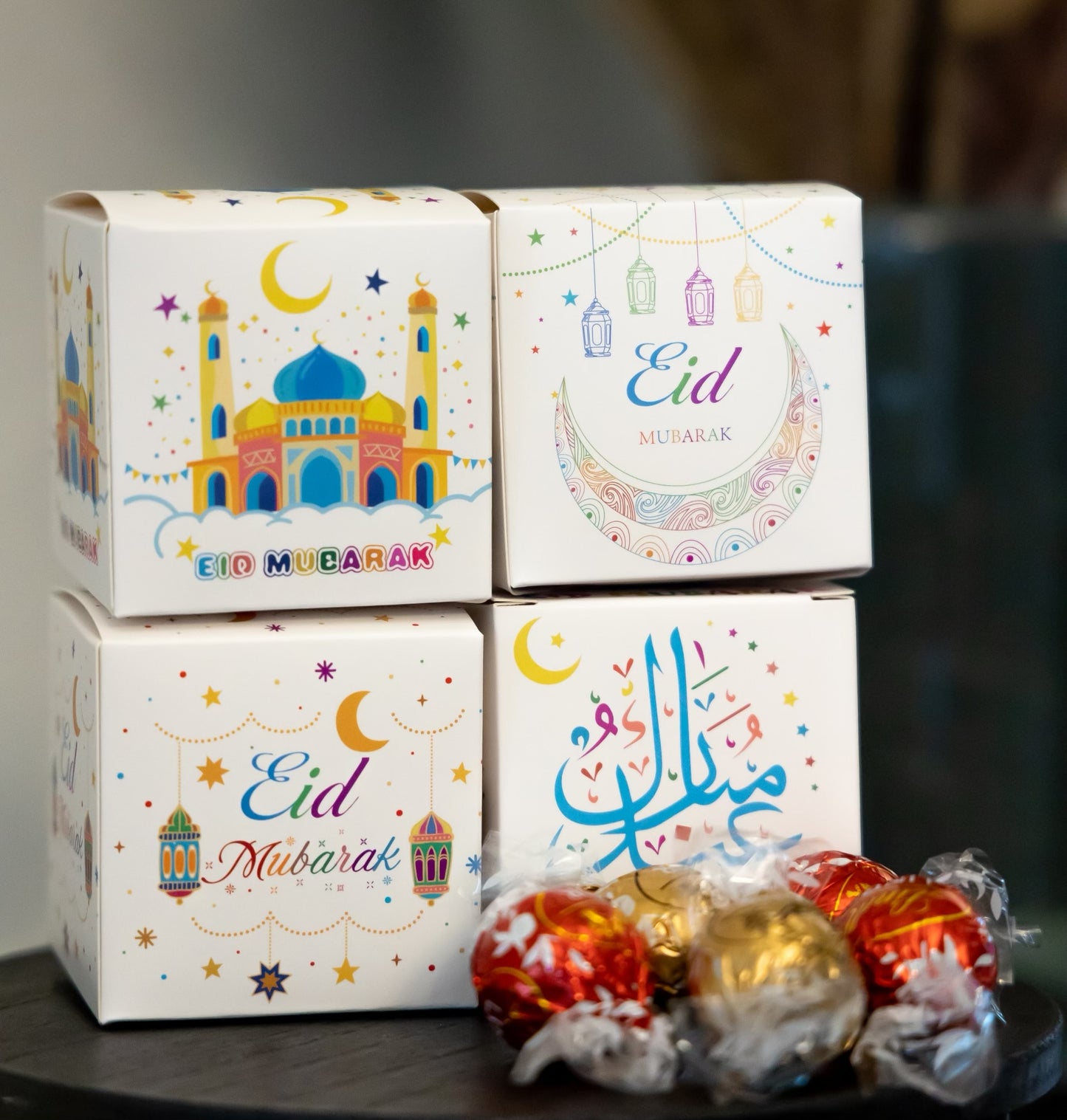 12. Eid Mubarak Goodie Boxes (8-pack, 8 design options)