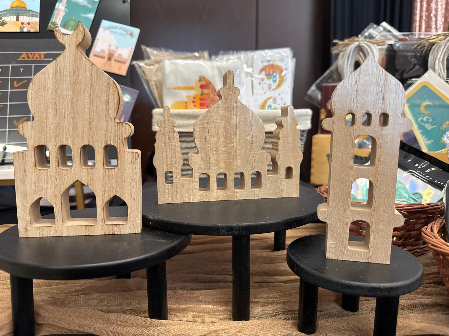 40. 3-piece wooden Masjid Decor Set
