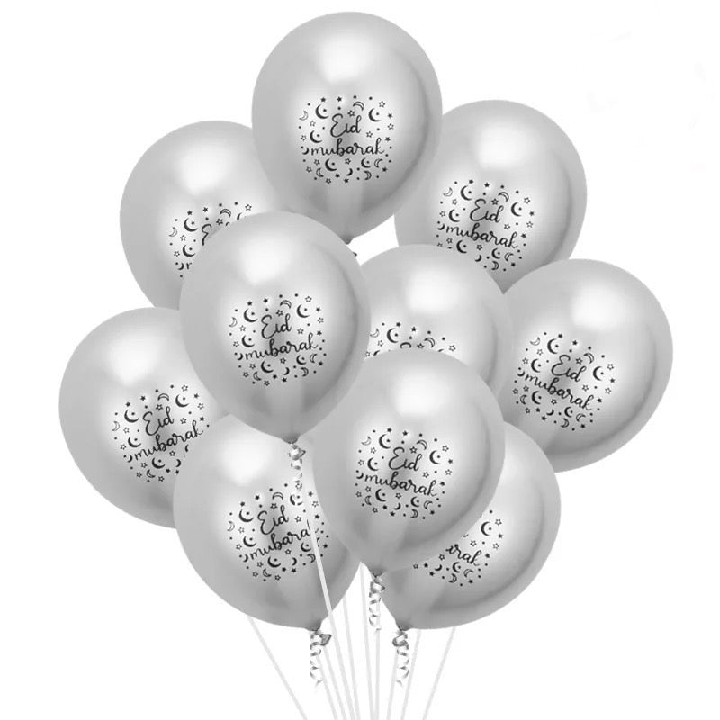 21. Eid Balloons (6-pack, Gold or Silver)