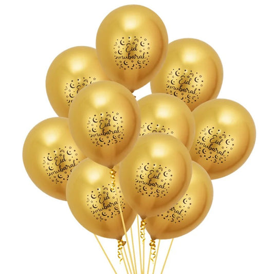 21. Eid Balloons (6-pack, Gold or Silver)